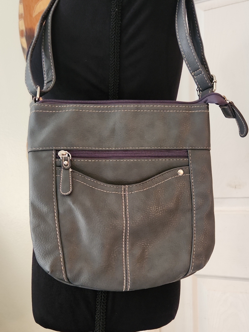 croft & barrow Gray Faux-Leather Crossbody Shoulder Bag